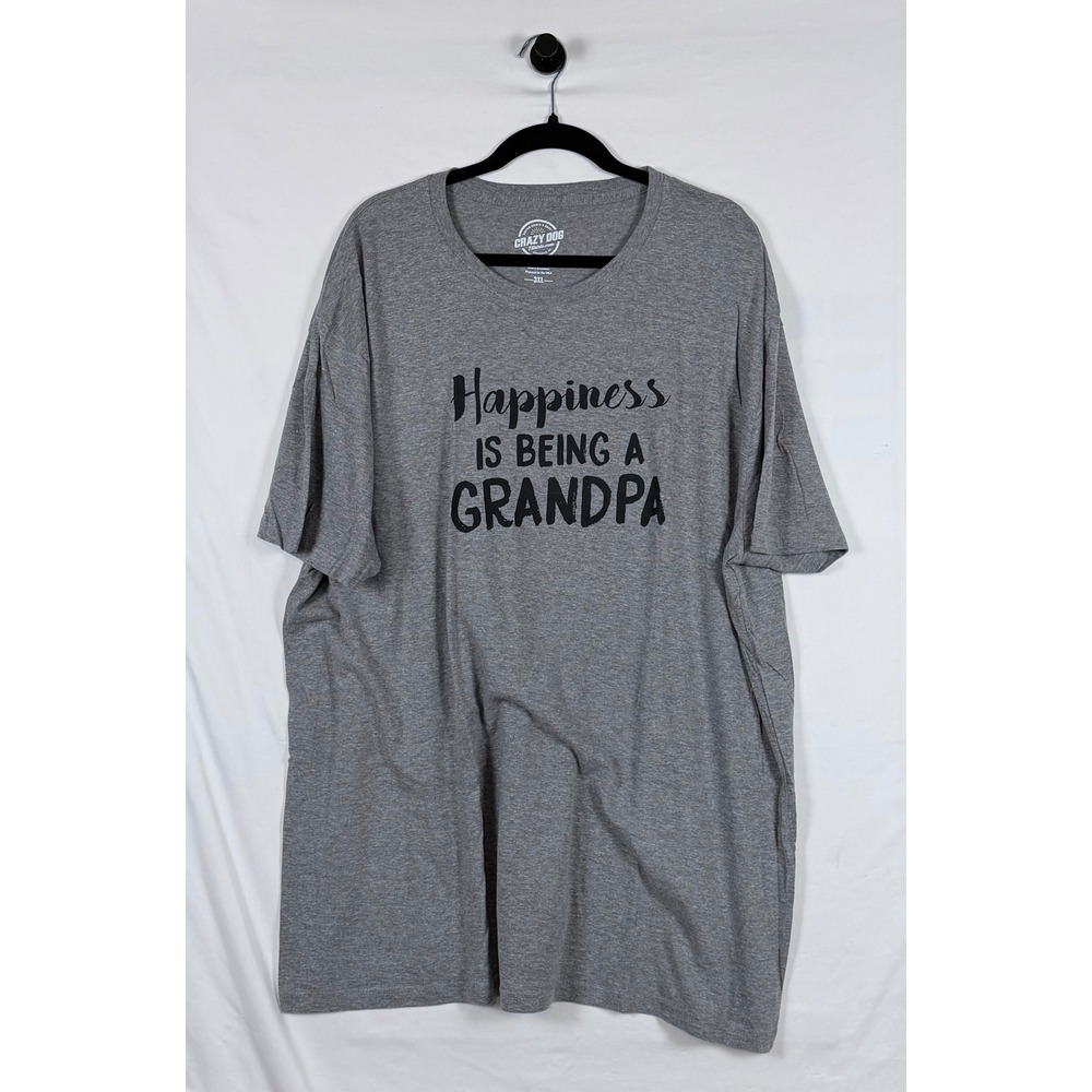 Happiness Is Being A Grandpa Graphic Tee Gray 3XL Fathers Day Casual Gift